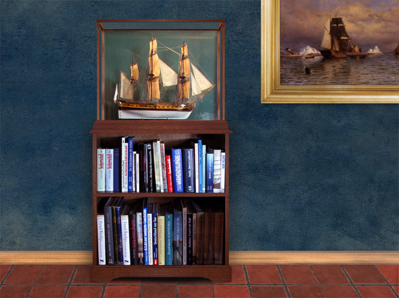 Modellvitrine mit Bibliothek, in Einzelanfertigung von Vitrinen Hesemann